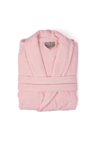 Soley Minerva Extra Yumuşak %100 Pamuk Kadın / Erkek Unisex Bornoz Pembe