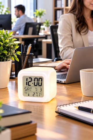 Modern Tasarımlı Küp Saat Led Aydınlatmalı Dijital Alarm Saati Sarı