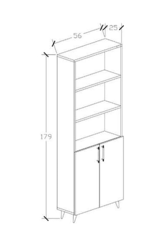 %100 Mdf Kapaklı Tekli Modül Ayaklı Beyaz Geniş Kitaplık Beyaz