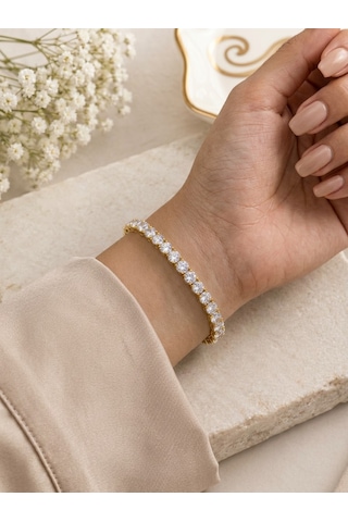 Kadın 4 Mm Su Yolu Çelik Bileklik Gold