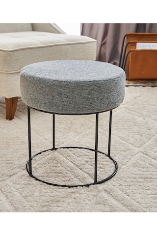 Favora Moon Steel Ayaklı Puf - Gri Gri