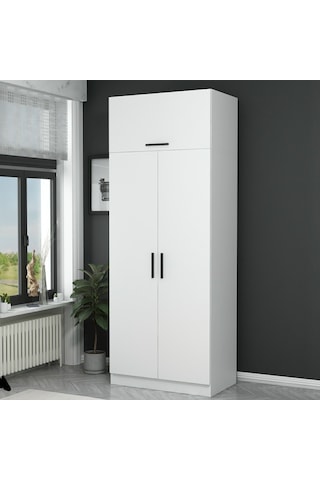 Kale 2 Kapaklı Zincir Dolap-yüklük - Beyaz 255cm