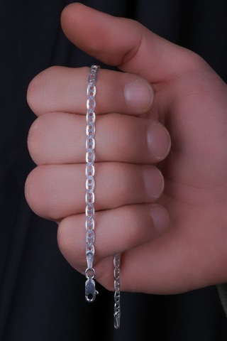 Encili Silver 925 Ayar Gümüş 5 Mm Barlı Figaro Model Zincir Bileklik Gümüş