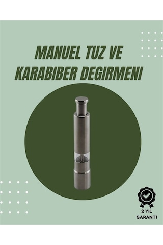 Orta Boy Kararbiber Ve Tuz Öğütücü Kolay Kullanım Şık Tasarım Gri