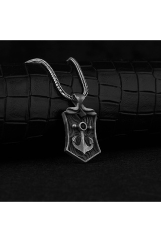 Zirkon Taşlı Çapa Motifli 925 Ayar Gümüş Kolye