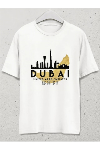 Dubai Skyline T-shirt Göz Alıcı Şehir Temalı Oversize Model Bey