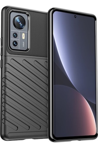 Microcase Xiaomi Mi 12X Thunder Serisi Silikon Kılıf-Siyah