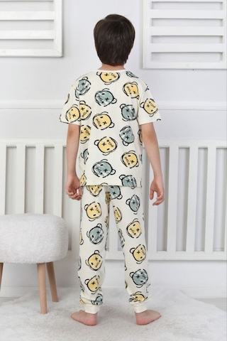 Bunny Hopp Erkek Çocuk Oyun Konsolu Desenli Kısa Kollu Yazlık Pijama Takımı %100 Pamuk Süprem Penye BEYAZ