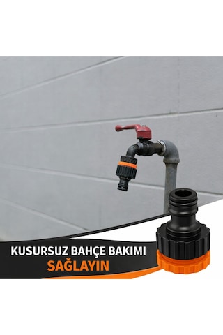 Musluk Adaptörü 1/2'' - 3/4'' Bahçe Sulama Musluk Ucu Bağlantı Aparatı 2 Adet Universal Uyum 1
