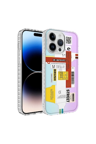Apple Uyumlu iPhone 14 Pro Airbag Kenarlı Renkli Desenli Silikon Zore Elegans Kapak