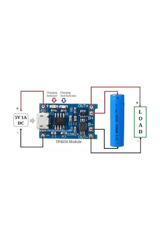 Goujon Li-ion 18650 Şarj Modülü, Tp4056 Micro Usb, 10 Adet 250138899