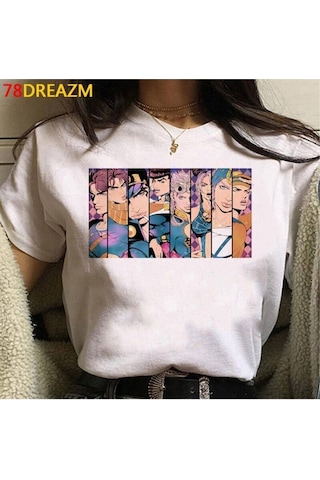 Noıssey Kırmızı Etiket Gala Jojo Tuhaf Macera T Shirt Üst Tees Mod104 16799 Beyaz