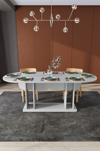 Modern 8 Kişilik Mutfak Yemek Masası %100 Mdf Mutfak Yemek Odası Masası Ym08 Kül Gri