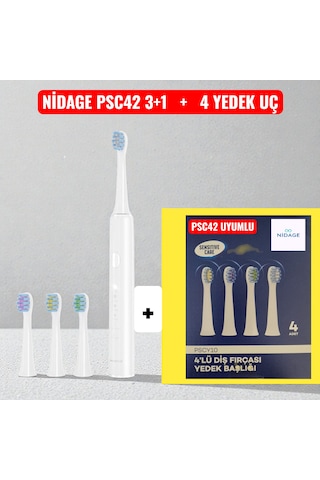 Nidage Psc42 Şarjlı Diş Fırçası + Psc42 Uyumlu Yedek Başlık 4'lü