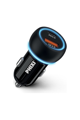 Phixi Upd4260 Çift Çıkışlı Pd Destekli 60w Araç Şarj Adaptörü