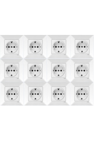 Viko Meridian Topraklı Priz Çerçeveli Beyaz 12 Adet