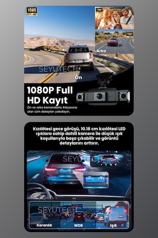 Harvox 9720 Araç Içi Hd Kamera 4 Kameralı Wifi Özellikli 1080p Full Hd Gece Görüşlü G-sensör Dashcam
