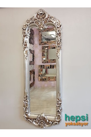 Klasik Model Gümüş Renk Varaklı Boy Aynası Gümüş