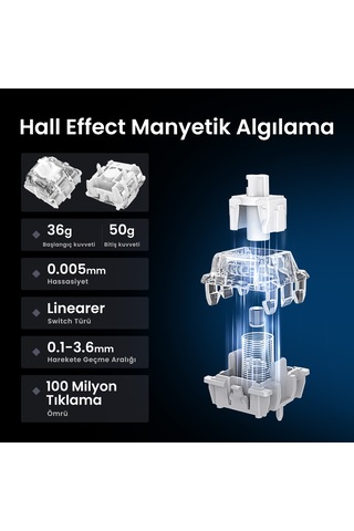 Gravastar Mercury V75 Hall Effect, Rapid Trigger 8.000 Hz Kablolu Manyetik Klavye + Xpro 32.000 Dpı Optik