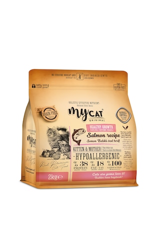 Mycat Az Tahıllı Somon Balıklı Yavru ve Anne Kedi Maması 2 KG