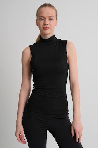 Alexandergardı Dik Yaka Kolsuz Kadın Bluz Siyah