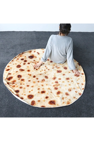 Geeksen 100cm Çaplı Meksika Tortilla Desenli Koltuk Yatağı Battaniyesi - Yumuşak Sarılabilir Lezzetli Görünümlü Fleece Battaniye Diğer