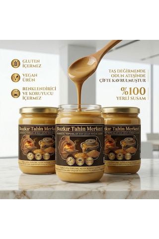 Bozkır Tahin Merkezi Ata Tohumu Altın Susam Taş Değirmen Kavrulmus Tahin 600 Gr X 3adet Katkısız