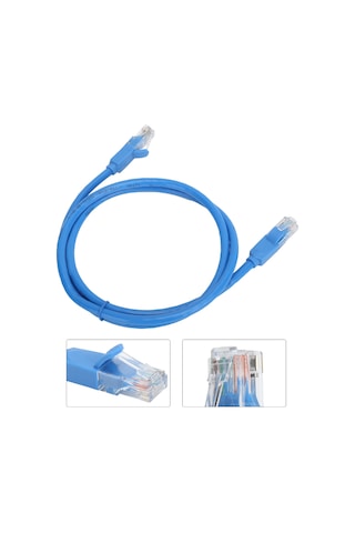 Fosenze 1m Uzunlukta Cat.6 Rj45 Ağ Kablosu - Gigabit Hızlı Veri Aktarımı, 8 Çekirdekli, Elektromanyetik Etkilere Dayanıklı, Mavi