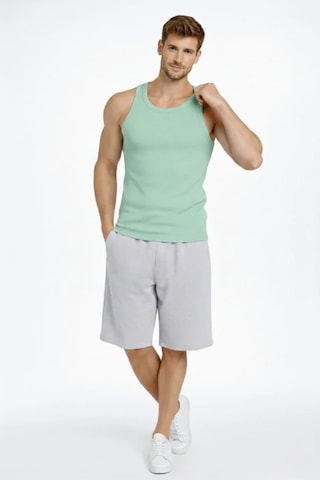 Etiler Collection Erkek Fitilli Atlet Sıfır Yaka Slim Fit Arka Baskılı Spor Atlet - Mint Yeşili