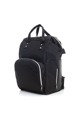 Anne Bebek Bakım Sırt Çantası Siyah Termos Bölmeli Siyah