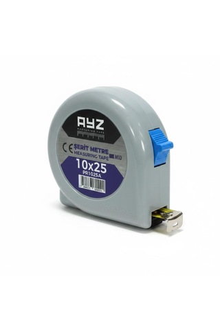 Şerit Çelik Metre 10mx25mm Gri 10 M