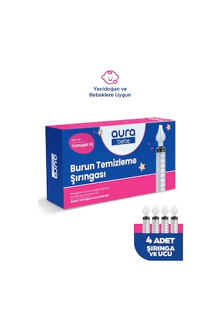 Bebek Burun Yıkama Şırıngası 4'lü Nazal Aspiratör Şırınga Temizleme Aparatı