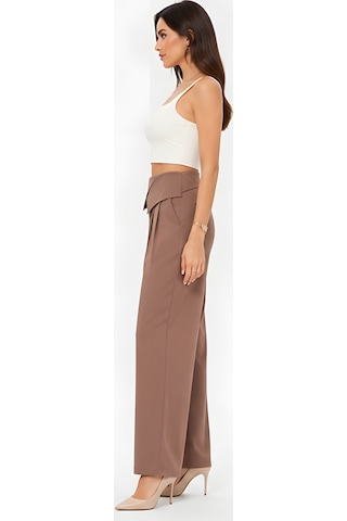 Lili Woman Kadın Drapeli Yüksek Bel Wide Leg Pantolon Kahve 51296