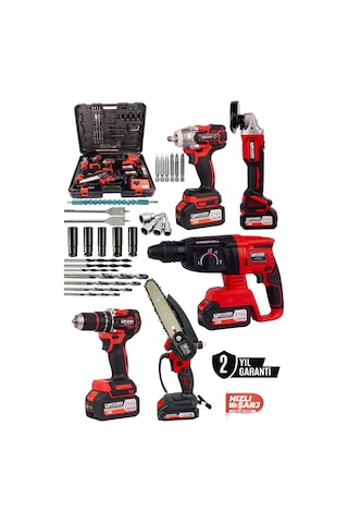 Kimmeer Plus Profesyonel 21v Matkap Hilti Taşlama Somun Sıkma Testere 5'lı Set