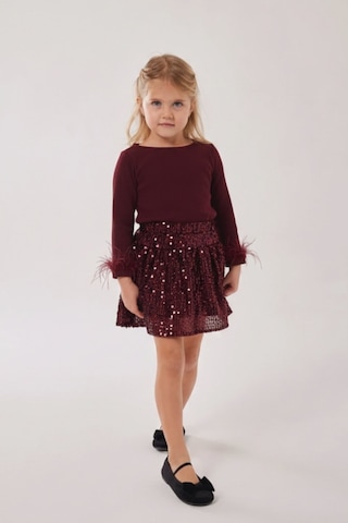 My Kids Wear Kız Çocuk Bayramlık Payet Etekli Takım 12535 Beyaz - Fuşya