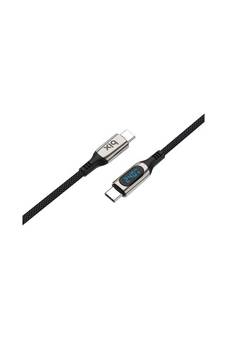 Bxcc243 Type-c To Type-c 240w 480mbps E-marker Çip Dijital Ekran Göstergeli Örgülü Şarj Ve Data Kablosu 1 Metre