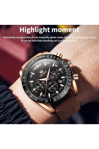 Olevs 9957 Erkekler Aydınlık Su Geçirmez Deri Kayış Kuvars İzle Mavi