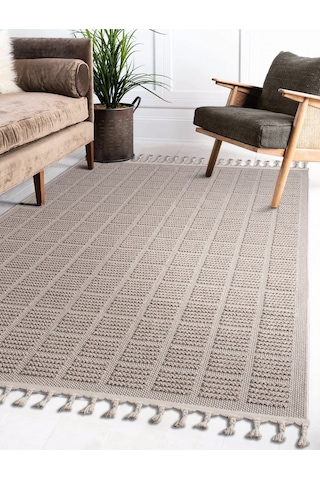 Bukle11880 Bej Yumuşak Dokulu Halı Kilim Salon Mutfak Koridor Kesme Yolluk Dokuma Makine Halısı Bej