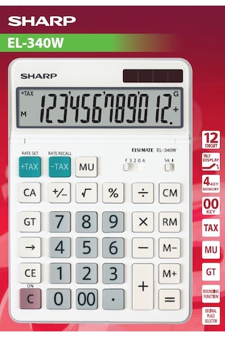 Sharp EL-340W 12 Hane Masa Üstü Hesap Makinesi