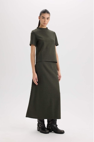 DeFacto A Kesim Esnek Belli Basic Düz Normal Bel Maxi Etek D5407AX24AUKH70 Haki