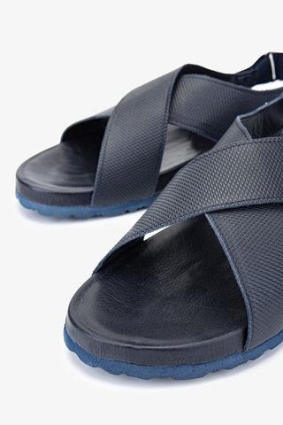 Valmenti Nia Erkek Lacivert Tekstil Deri Duz Sandalet 60 9577 Erk Sndlt Y24 Lacivert