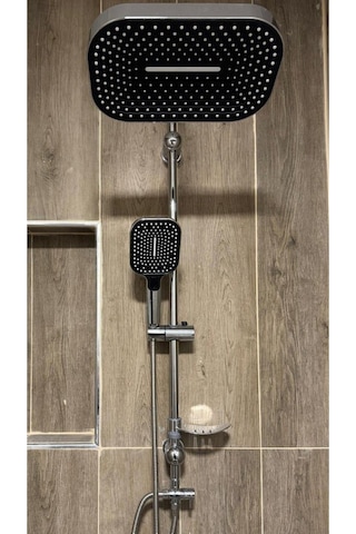 Lüks Siyah-krom Yağmurlama Tepe Duş Seti Siyah