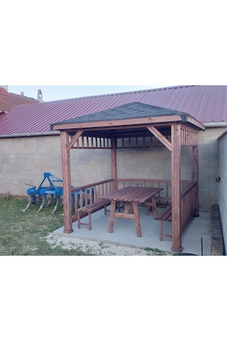 Ahşap Pergola Kamelya Çardak Maun Renk Bahçe