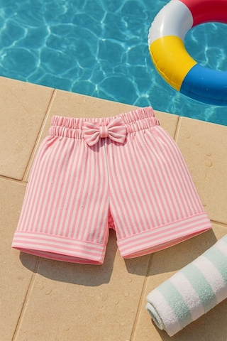 Esila Kids Kız Çocuk Hasır Şapka Ve Şort Takımı Yazlık Şık Kombin 2-6 Yaş Pembe