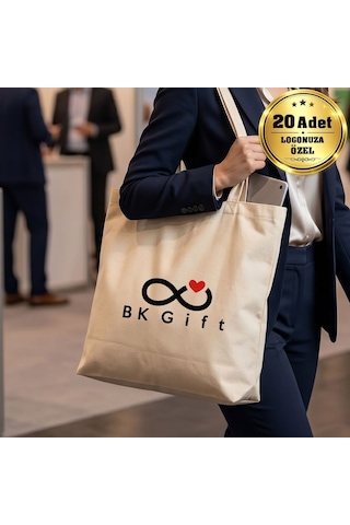 Logonuza Özel 20 Adet Çift Kulplu Ham Bez Çanta 40x40cm - Promosyon Logo Baskılı Ham Bez Çanta Ham Renk