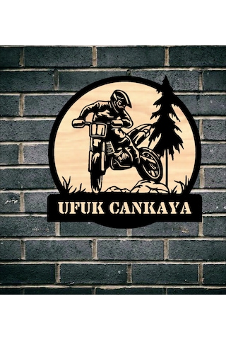 Kişiye Özel Motocross Motorsiklet Temalı Ahşap Duvar Tablo