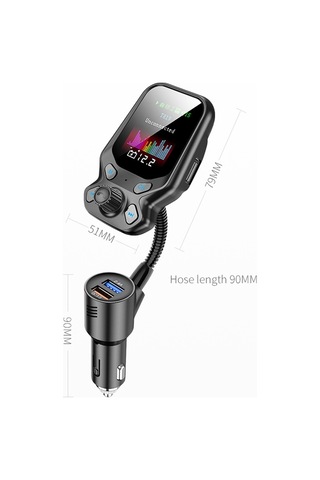 T819 Renkli Ekran Araba Bluetooth 5.0 Mp3 Fm Verici