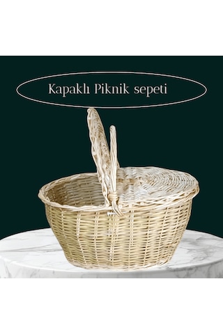 Büyük Boy Xxl Hasır Kapaklı Piknik Sepeti