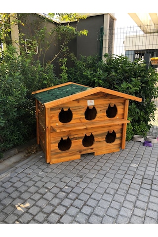 Pati Emlak Ahşap Kedi Evi Dış Mekan Pati Emlak Kedi Kulübesi