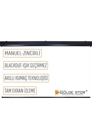 Gölge Stor Manuel HD 4K 8K Projeksiyon Perdesi 250 x 190 CM